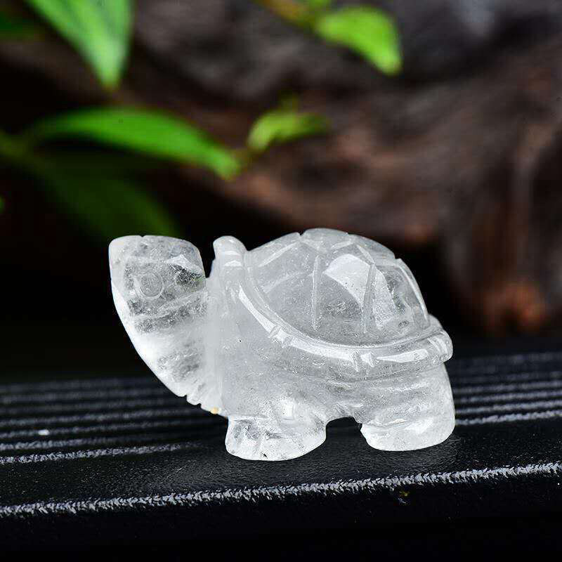 Natural Quartz Crystal Carved Longevity Tortoise Healing Gemstone Animal Turtle