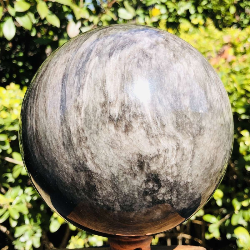 2900G HUGE Natural Silver Obsidian Sphere Crystal quartz Ball Healing 803