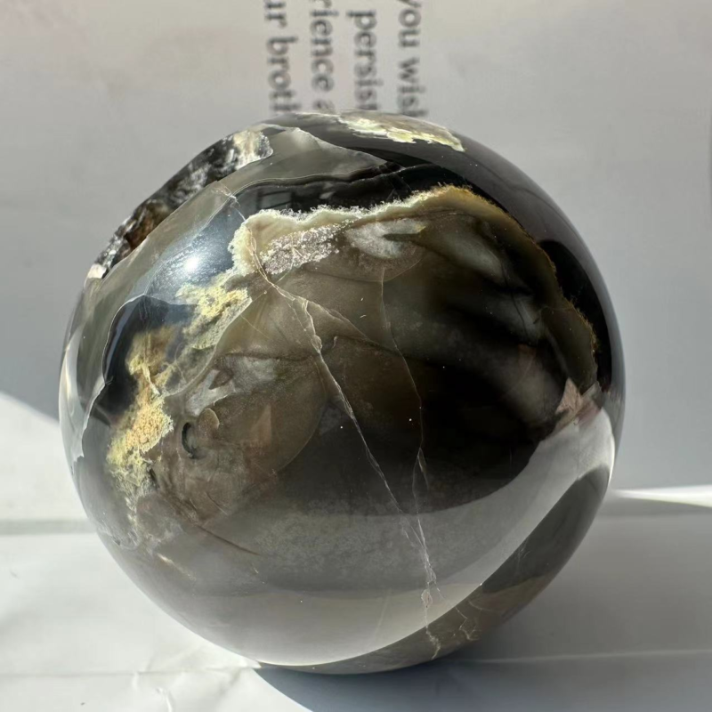 1pc 180+Natural Volcanic agate Ball quartz crystal sphere Reiki Healing 50mm+