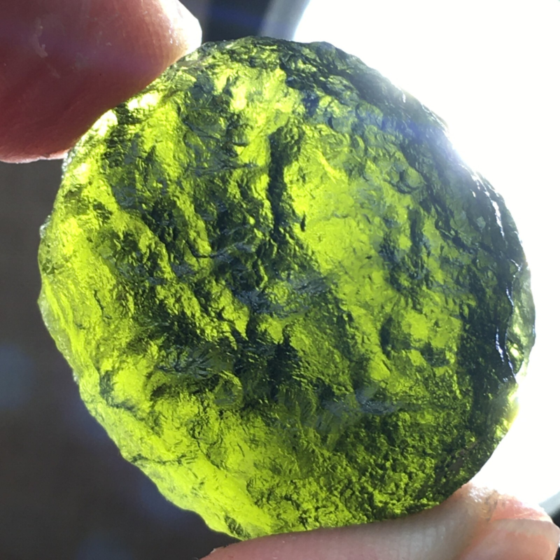 73.5Ct MOLDAVITE From Czech Republic From Meteorite Impact With Chips