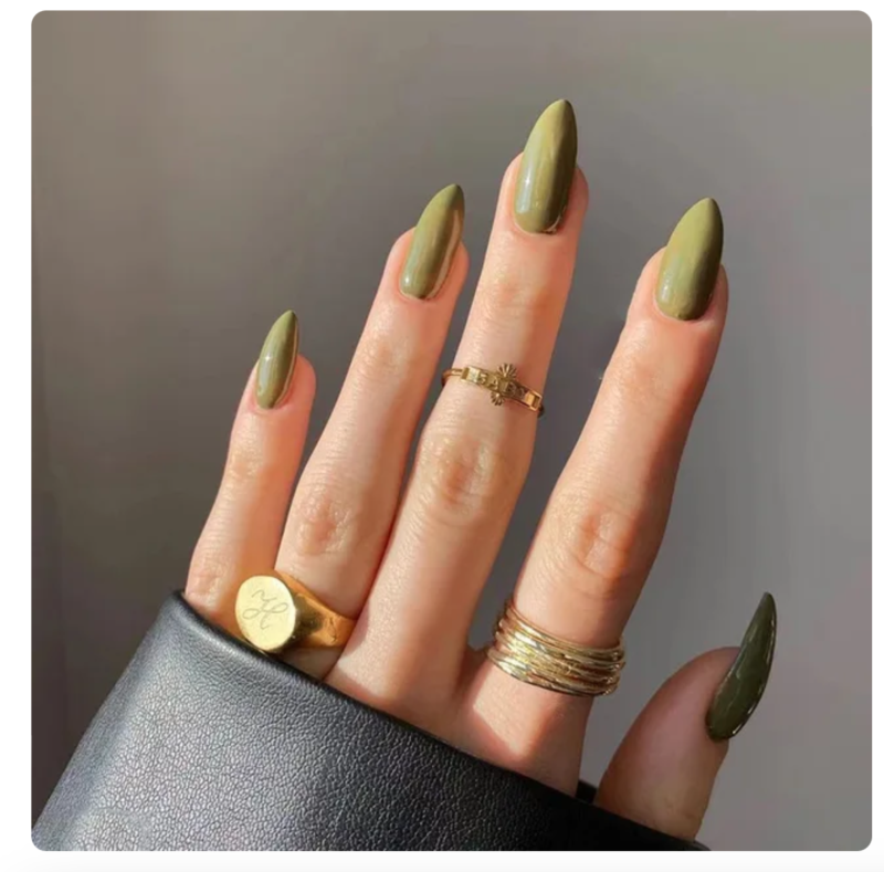 24 Full Colour Press On False Nails With Glue Reusable Mid Length Stiletto Tips