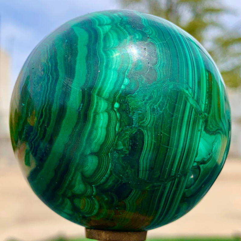 1.15LB Natural malachite egg quartzcrystal energy ball reiki healing