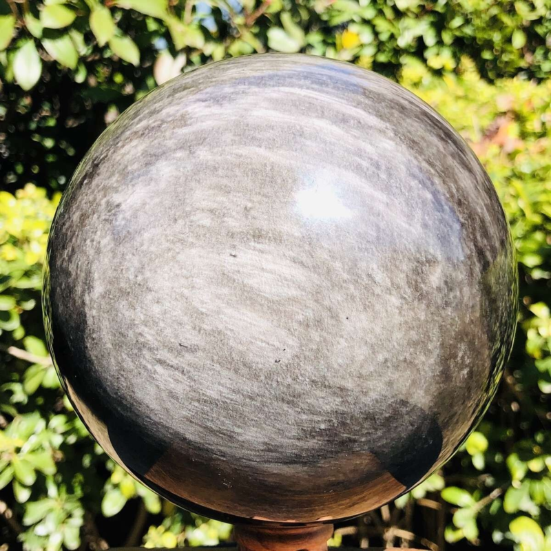 2900G HUGE Natural Silver Obsidian Sphere Crystal quartz Ball Healing 803