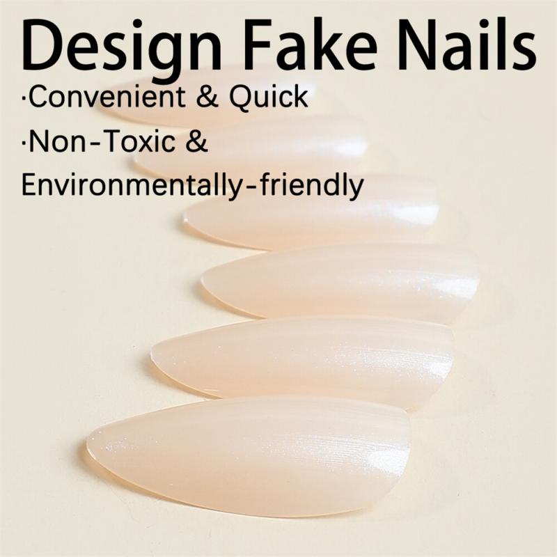 Shimmer Mirror Metal False Nail Medium Almond Press on Nails for Nail Art 24pcs