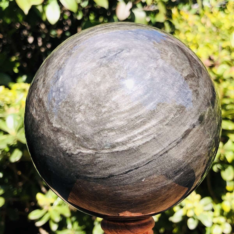 1360G HUGE Natural Silver Obsidian Sphere Crystal quartz Ball Healing 799