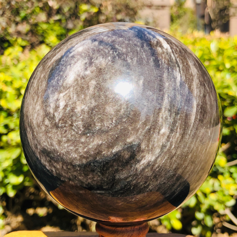 3.82LB Natural Silver Obsidian Sphere Crystal quartz Ball Healing