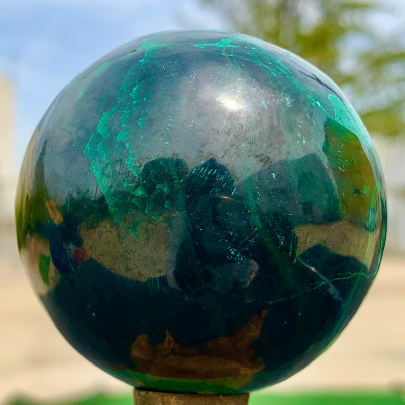 360G Natural malachite egg quartzcrystal energy ball reiki healing