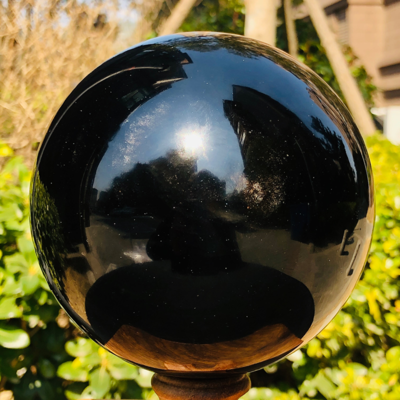 4.15LB Natural Silver Black Obsidian Sphere Quartz Crystal Ball Healing