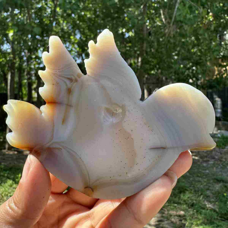 135g natural agate hand carved bird skull quartz crystal cluster reiki