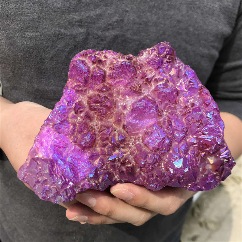 1.3kg Electroplate Rainbow cluster quartz crystal mineral specimen reiki healing