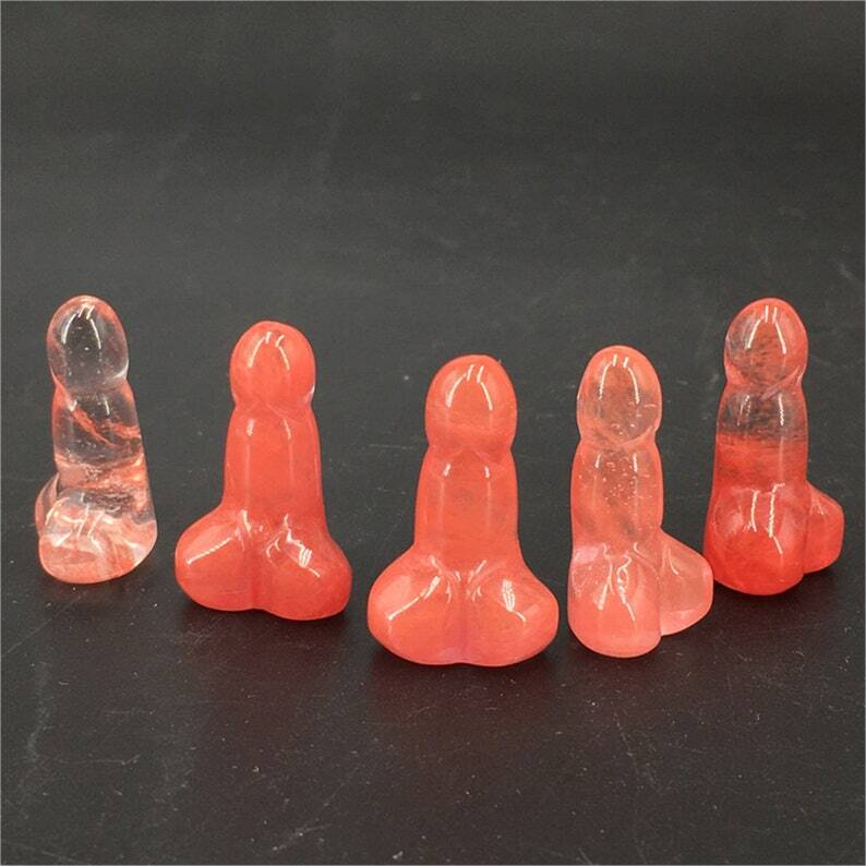 10PCS Red Melting Stone Small Penis Quartz CrystaL Mineral Specimen Reiki Heal