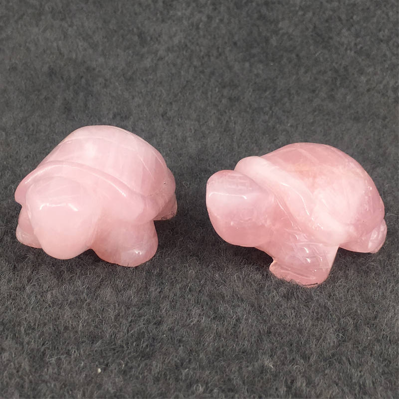 10x Natural Rose Quartz Carved Longevity Tortoise Crystal Animal Turtle Ornament