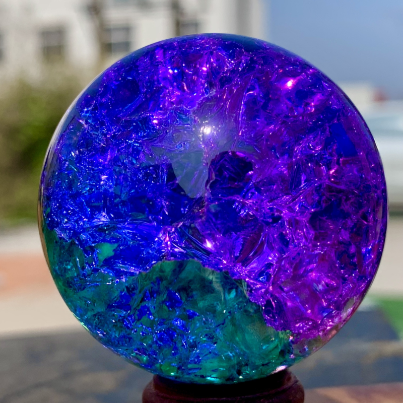 163G Natural Titanium Rainbow Quartz sphere Crystal ball Healing