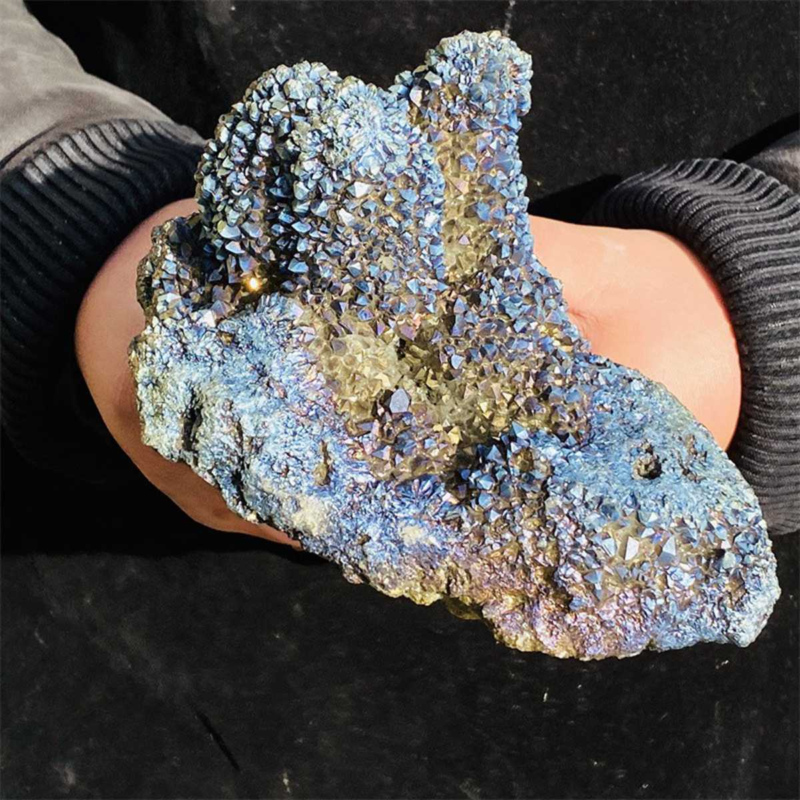 1810g Color Flame Aura Electroplate Agate Quartz Crystal Cluster Specimen
