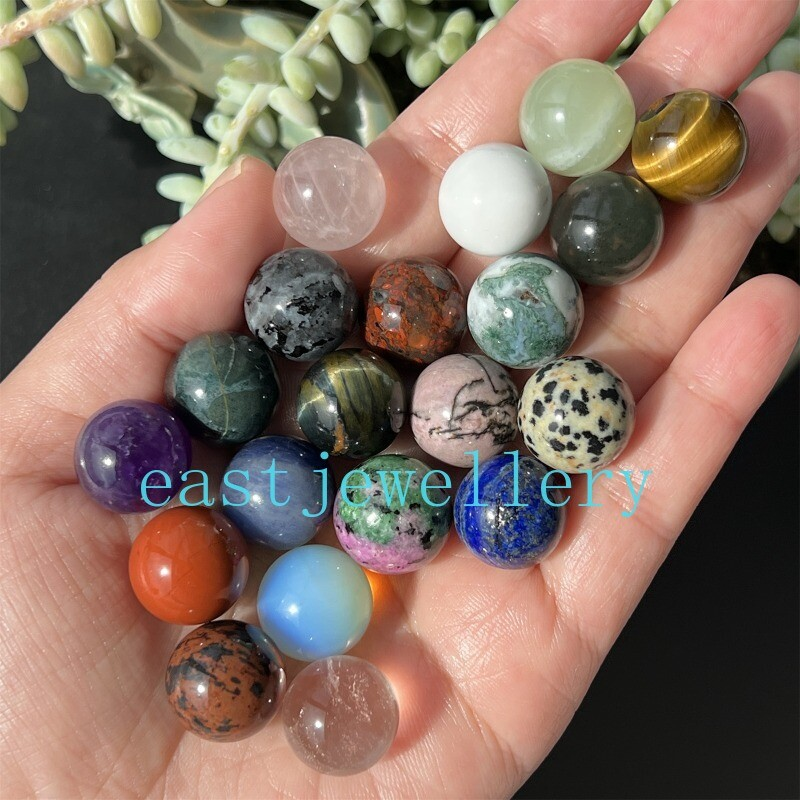 10pcs Natural Mixed Sphere Quartz Crystal Carved Gem Ball Reiki Healing 15mm+