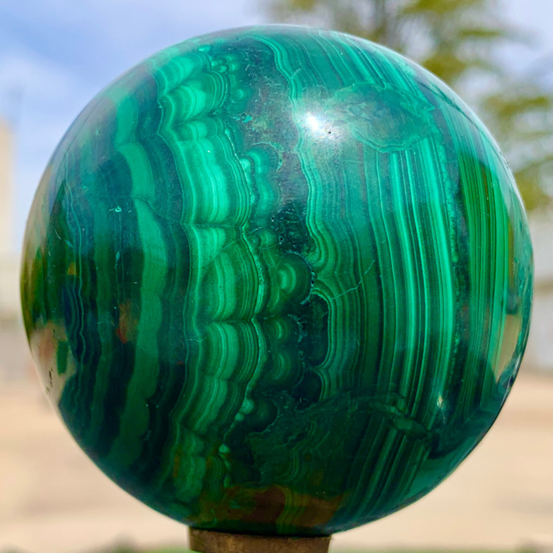 1.15LB Natural malachite egg quartzcrystal energy ball reiki healing