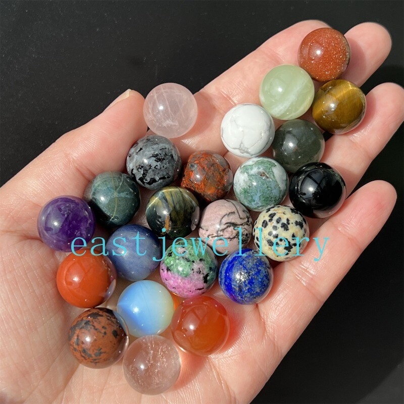 10pcs Natural Mixed Sphere Quartz Crystal Carved Gem Ball Reiki Healing 15mm+