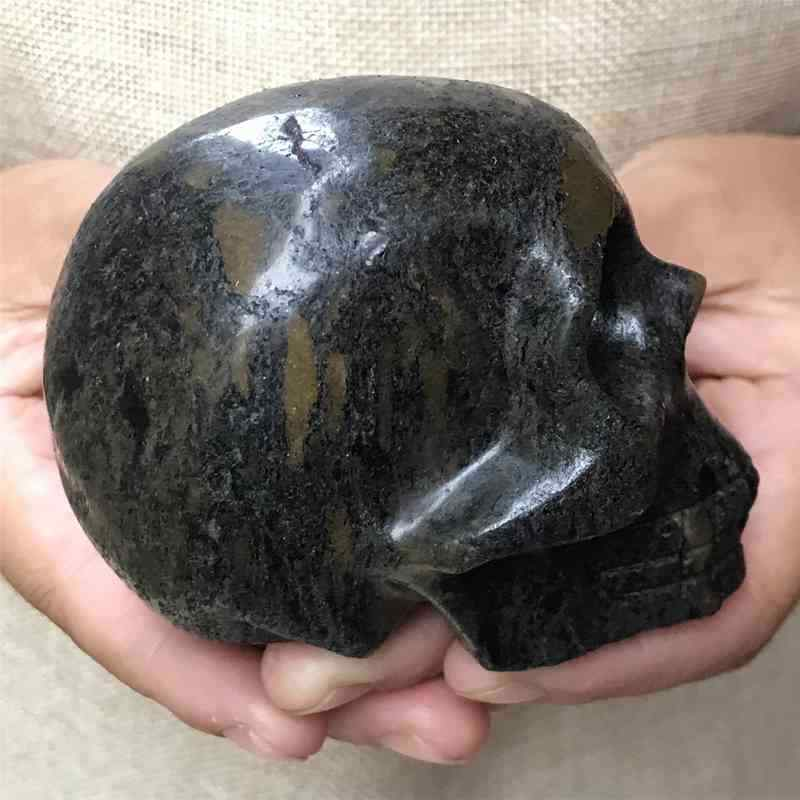 0.49Kg Natural black jade quartz skull carved Quartz Crystal skull Healing