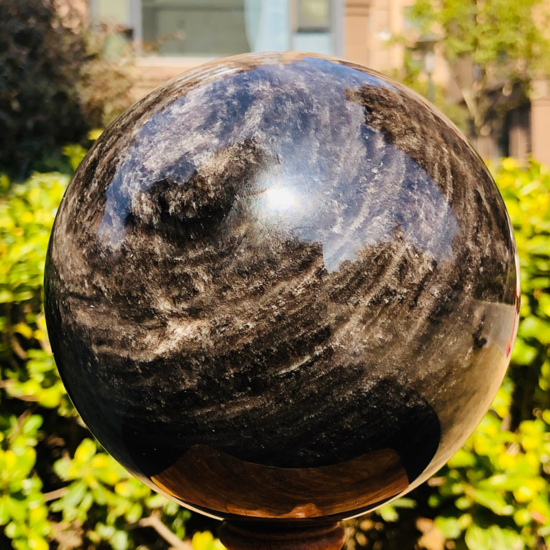 5.12LB Natural Silver Obsidian Sphere Crystal quartz Ball Healing