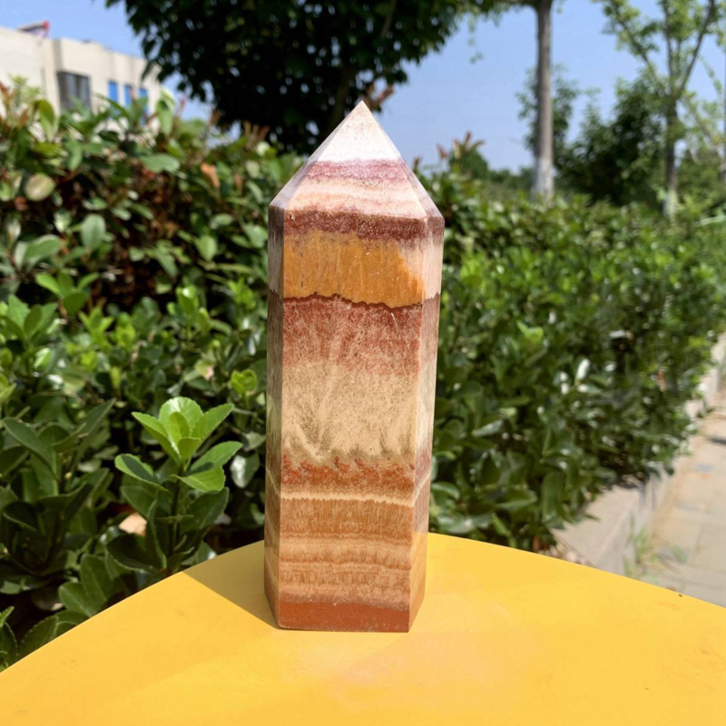 920g Natural Pork Stone Quartz Obelisk Crystal Wand Point Tower Reiki Healing