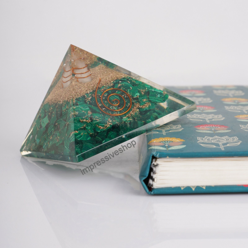 XL Malachite Orgone Pyramid Gemstone Reiki Crystal Healing Free Shipping