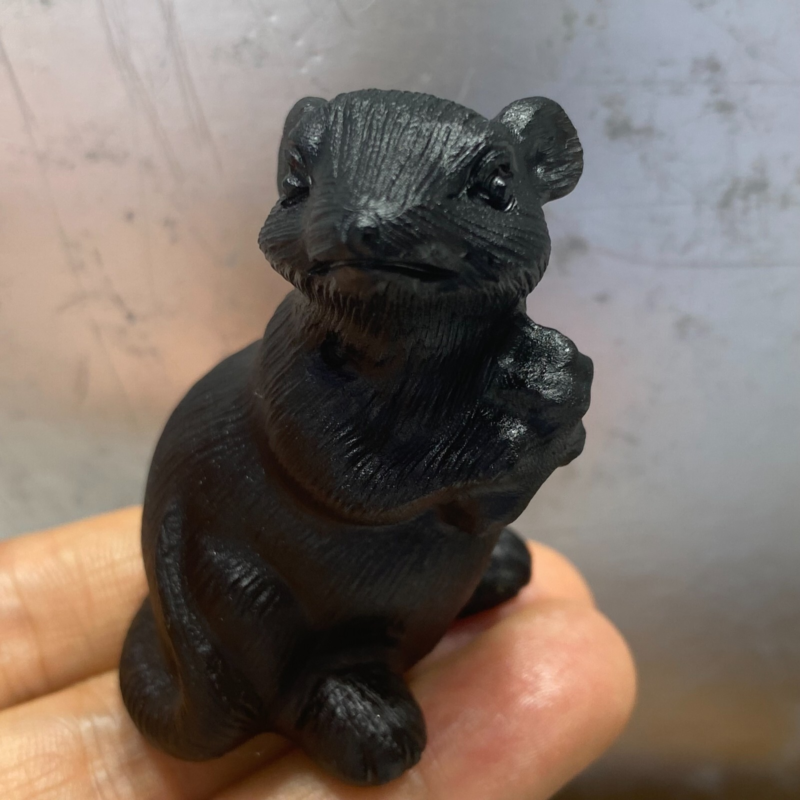 TOP Natural obsidian quartz animal hand carved crystal healing 1PC