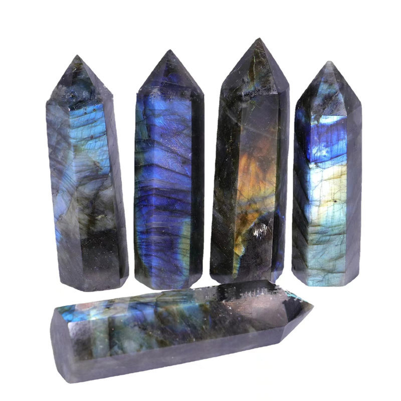 Natural Crystal Point Wand Tower Column Chakra Obelisk Quartz Healing Stone Rock