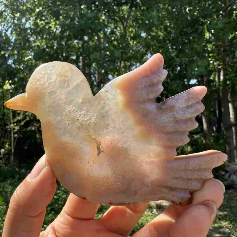130g natural agate hand carved bird skull quartz crystal cluster reiki