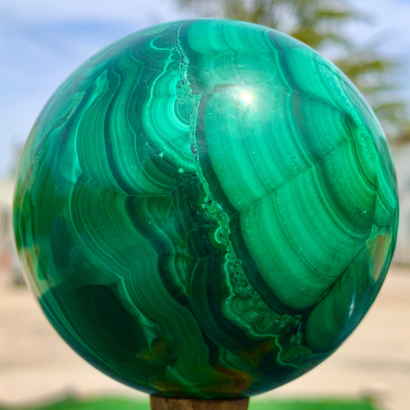 1.34LB Natural malachite egg quartzcrystal energy ball reiki healing