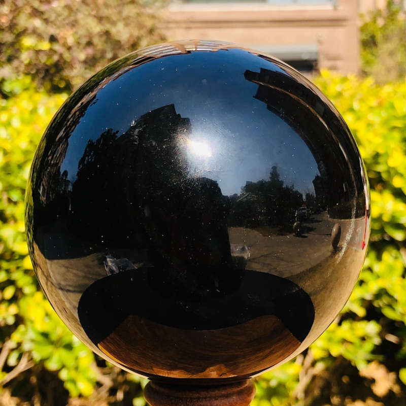 2.94LB Natural Silver Black Obsidian Sphere Quartz Crystal Ball Healing