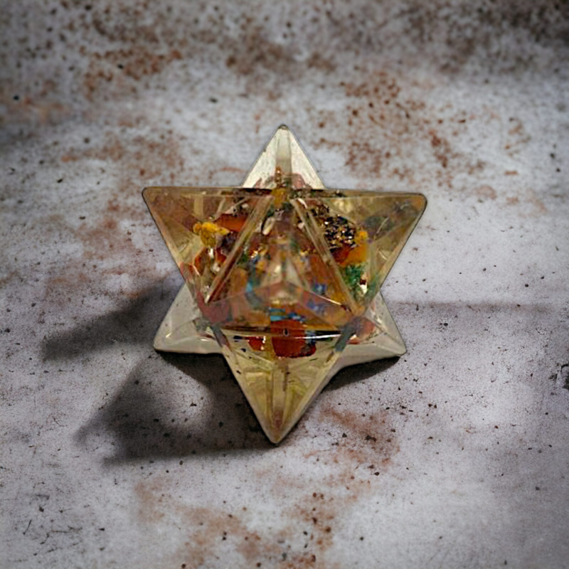 Multi Chakra Orgonite Star Markaba Healing Crystal Geometry 1-2 Inches Markawa
