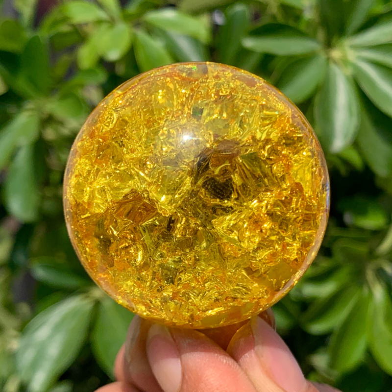 165G Natural Titanium Rainbow Quartz sphere Crystal ball Healing