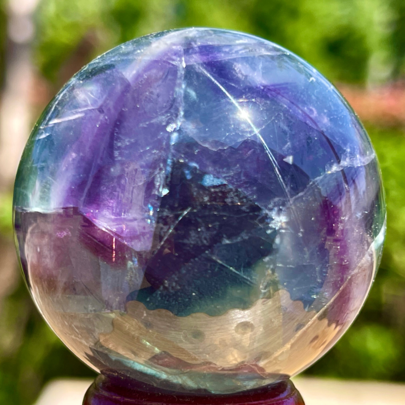 159G Rare natural snowflake feather fluorite crystal ball therapeutic ball