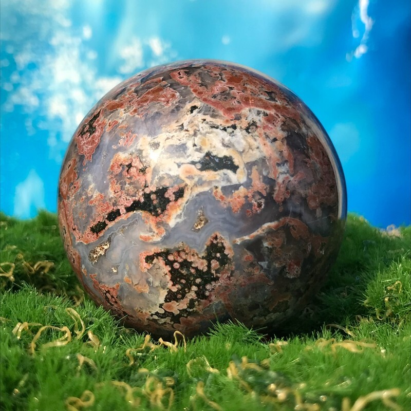 220GRare Natural Ocean Jasper Quartz Ball Crystal Ball Sample Repair