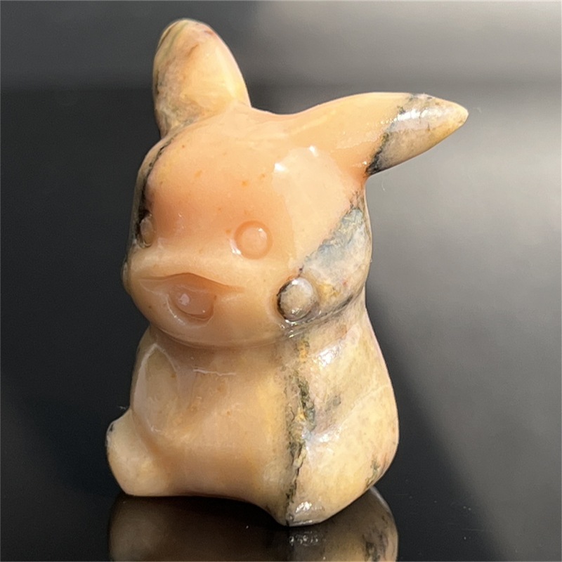1.5" Natural quartz carved Pikachu skull Quartz crystal skull reiki healing