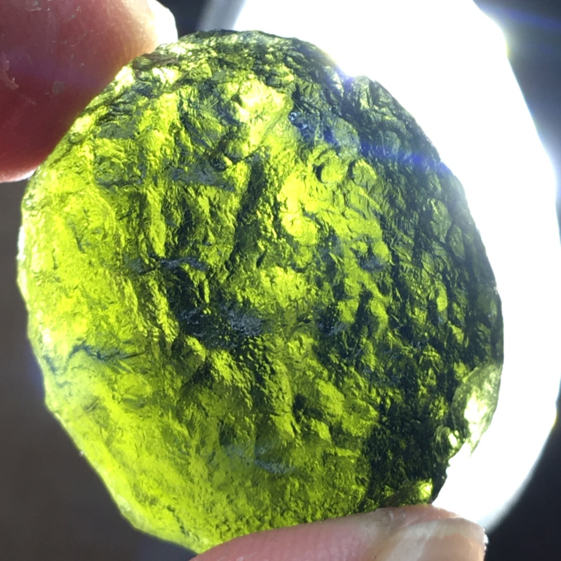 73.5Ct MOLDAVITE From Czech Republic From Meteorite Impact With Chips