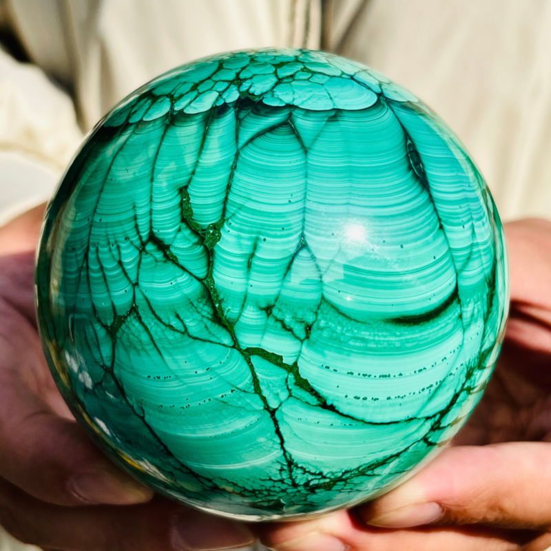 2.7LB Natural Malachite Quartz Sphere Crystal Ball Decoration Collection Gift