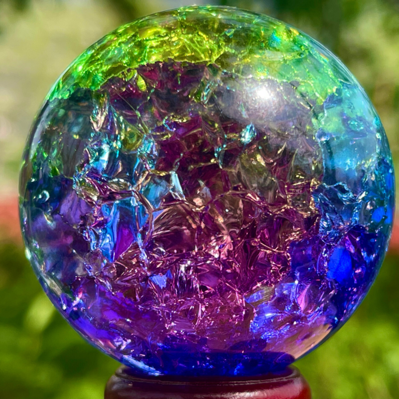 165G Natural Titanium Rainbow Quartz sphere Crystal ball Healing