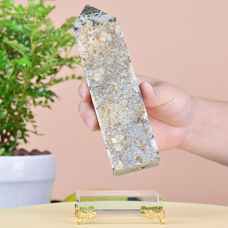 1.34LB Natuar Ocean Jasper Crystal Obelisk Point Wand Stone Quartz Healing