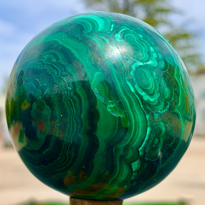 1.15LB Natural malachite egg quartzcrystal energy ball reiki healing