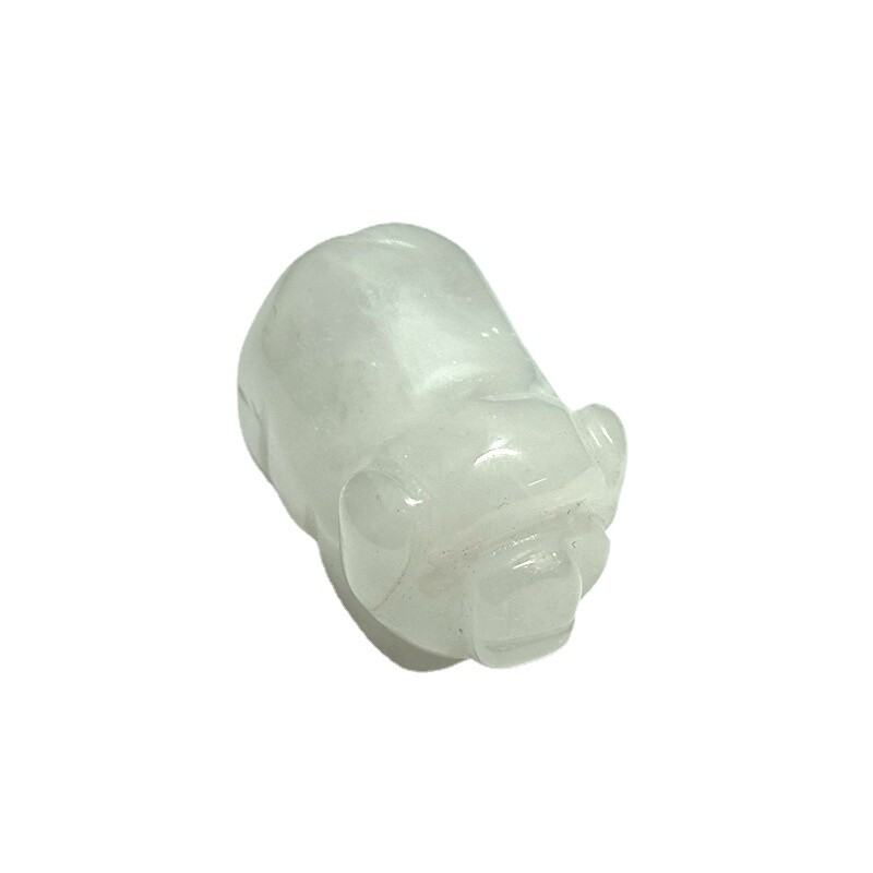Natural Quartz Crystal Skull Carved Pig Healing Stone Wild Boar Piggy Animal Gem
