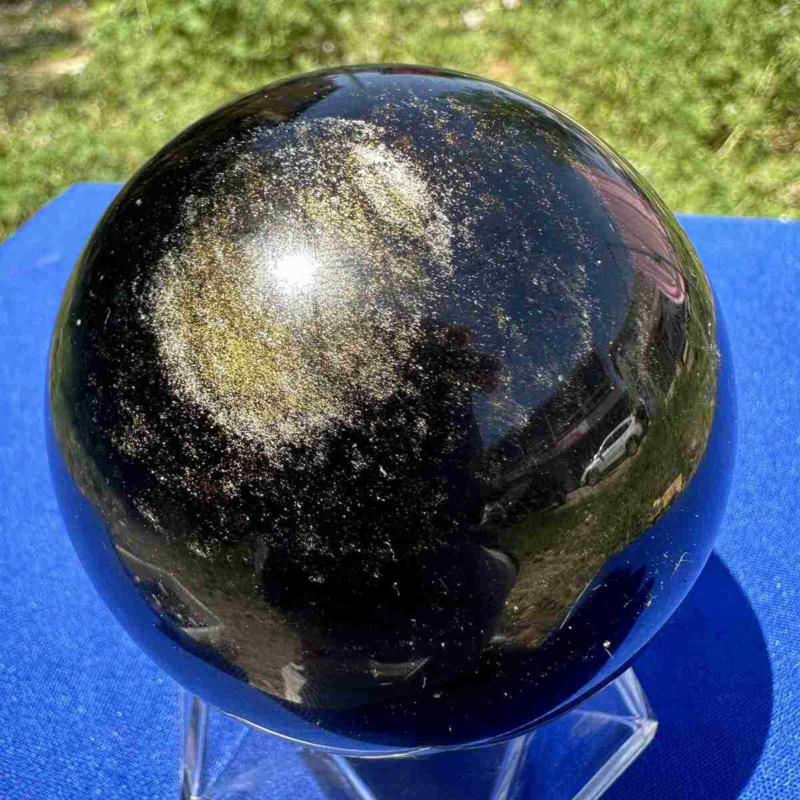 460g natural Gold obsidian sphere quartz crystal polished ball healingg550