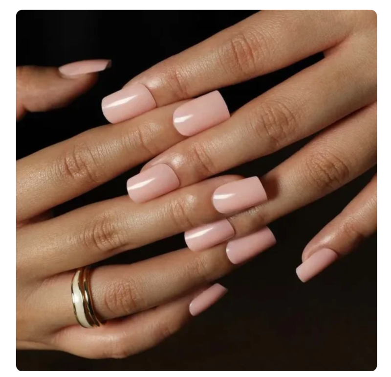 24 Press On False Nails Sticky Tabs Reusable Mid Length Square Tips FULL COLOUR