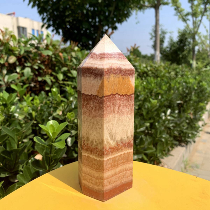 920g Natural Pork Stone Quartz Obelisk Crystal Wand Point Tower Reiki Healing