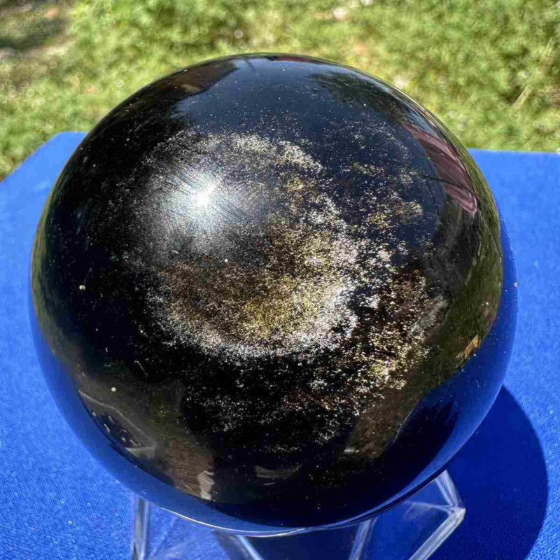 460g natural Gold obsidian sphere quartz crystal polished ball healingg550