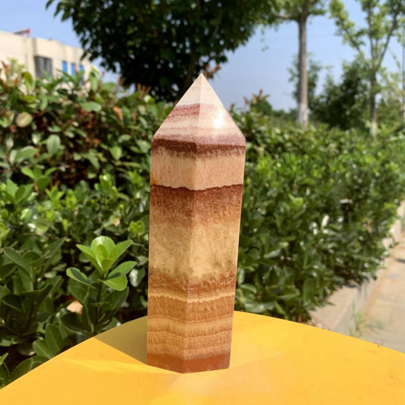 920g Natural Pork Stone Quartz Obelisk Crystal Wand Point Tower Reiki Healing