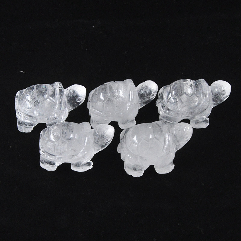 Natural Quartz Crystal Carved Longevity Tortoise Healing Gemstone Animal Turtle