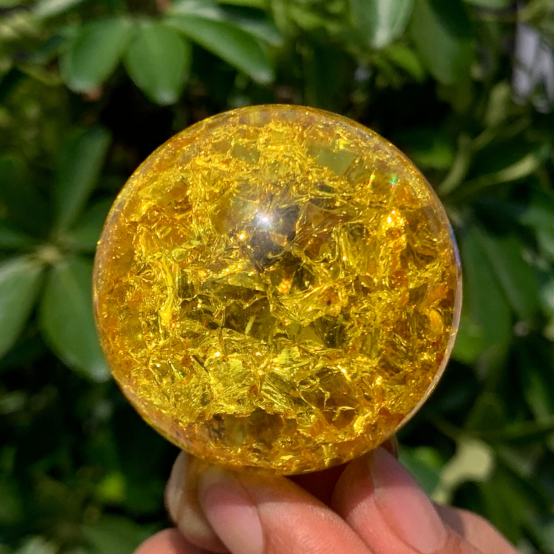 165G Natural Titanium Rainbow Quartz sphere Crystal ball Healing
