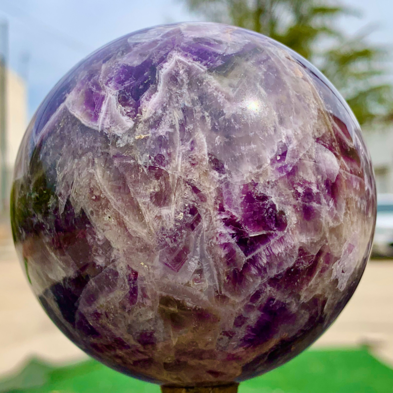 1.76LB Natural beautiful Dream Amethyst Quartz Crystal Sphere Ball Healing