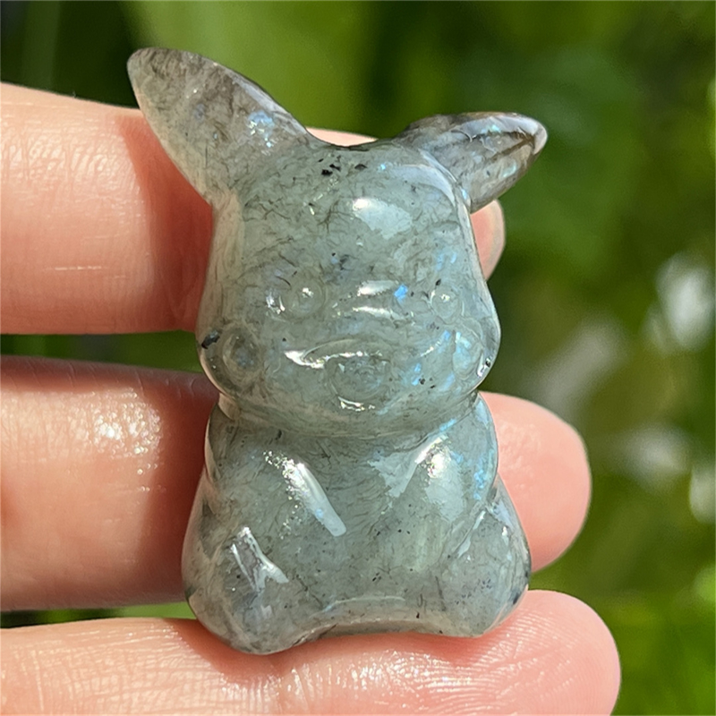 1.5" Natural quartz carved Pikachu skull Quartz crystal skull reiki healing